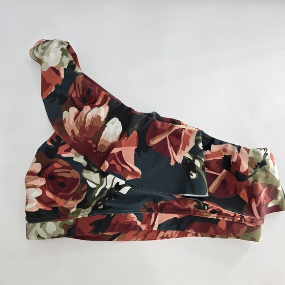 Albion swim icon wave crop one shoulder ruffle floral swim top size Large - Picture 4 of 5
